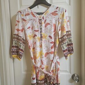 Floral Print Midi Dress with Button Detail